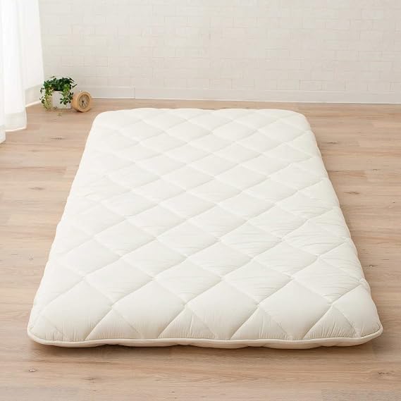 EMOOR Japanese Floor Mattress Futon Mattress CLASSE Double Made in Japan White, Foldable Floor Sleeping Bed Tatami Mat