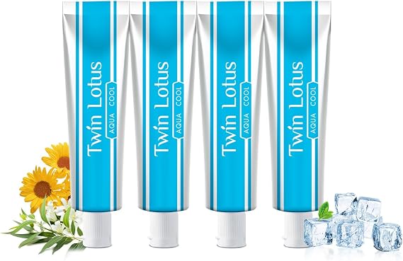 Twin Lotus Natural Aqua Cool Toothpaste,fluoride free,for Clean and bright teeth,Mint Toothpaste for Travel,Less Foaming,mini Size 0.88oz 4 Pks,improve oral health