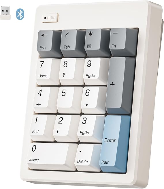 Kisnt FD17 Wireless Mechanical Numpad for Excel Financial Data Entry | Bluetooth 5.0 & 2.4G Dual Mode Connection, 17 keys Hot Swappable with PBT Keycaps, Ideal for Laptops PC Compact Keyboards