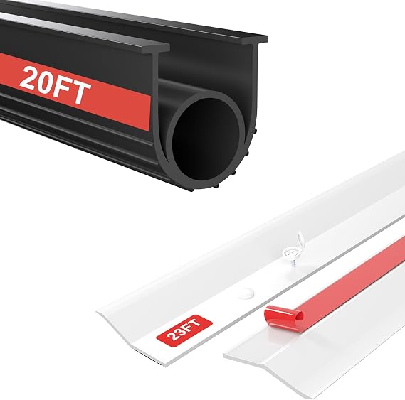 20FT & 23FT Garage Door Seal Kit - Bottom, Top and Sides Weather Stripping Replacement to Block Rodents Drafts Rain Dust | Easy DIY Installation for Home & Commercial