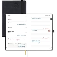 POPRUN 2026-2027 Pocket Planner (Size 4''x 6.25'') Weekly and Monthly Academic Calendar (JUL.26 - JUN.27) with Note Page and Monthly Tabs, Inner Pocket, Leather Soft Cover, 100 GSM - Black