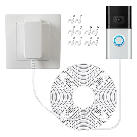 18V 500mA Video Doorbell Power Adapter, 33FT Doorbell Transformer Extra Long Charging Cable Compatible with Ring Video Doorbell, Ring Video Doorbell 2, Ring Video Doorbell Pro with 396in Cable ETL