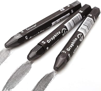 Graphite Stick Set - Water Soluble - 4B 6B 10B, Art Drawing Supplies for Sketch & Shading Pencils, Artist Sketching - 3 Pcs