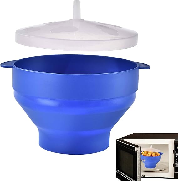 Popcorn Bowl Microwavable Reusable Practical Round Silicone Popcorn Bowl