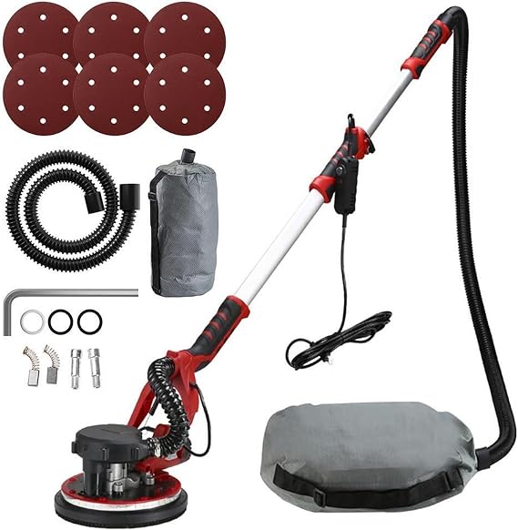 Polishing Machine Orbital Sander Electric Drywall Sander 1280W Variable Speed with Automatic Vacuum LED Light Wall Sandpaper Putty Powder Sanding Wall Machine for Sanding, Polishing