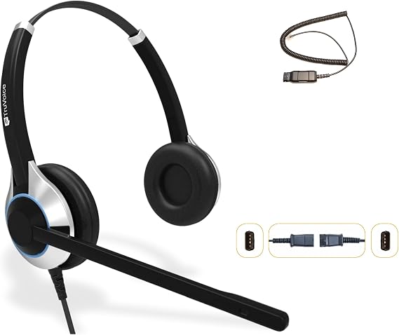 TruVoice HD-550 Premium Wired Headset for Office and Call Center | Noise Canceling Microphone & HD Speakers | Includes Amplified Cable Compatible with Avaya 16xx, 96xx and J Series Desk Phones