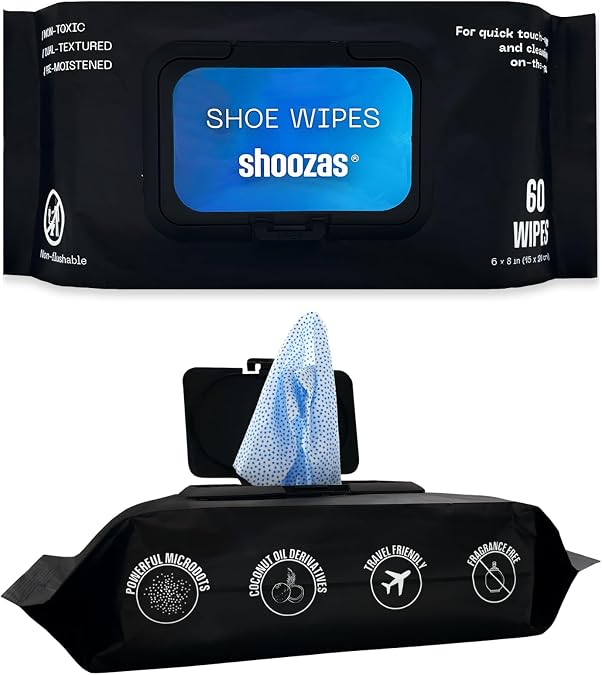 Shoozas Shoe Cleaner Wipes - Quick Shoe Wipes Remove Dirt, Stains, Scuffs, Sneaker Wipes Safe for your Shoes and Skin