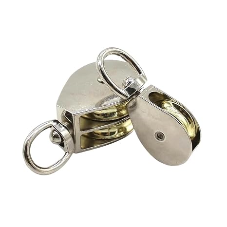 1 PCS Metal Zinc Alloy Fixed Pulley Crown Block and Tackle Lifting Wheel Mini Single/Double Pulley for DIY(36mm-Double)