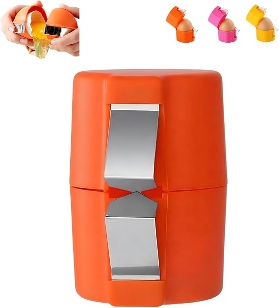 2026 New Egg Shell Opener, Stainless Steel Egg Cracker Tool, Multifunctional Egg Shell Opener for Raw & Hard-Boiled Eggs, Portable Kitchen Gadget for Easy Peeling & Separating (Orange)