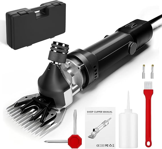 Electric Sheep Shears, 690W Professional Sheep Shearing Clippers, 6 Speed Heavy Duty Farm Livestock Grooming Kit for Sheep, Alpacas, Goats, Thick Coat Animals, Cattle, Pet (Black)