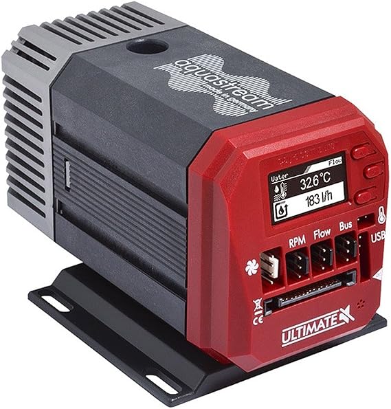 Aqua Computer Aquastream Ultimate Pump Fan, Radiator refoidisseurs and Pump (Black, Red, 25 Watt, 1.5 A, 75 mm, 118 mm)