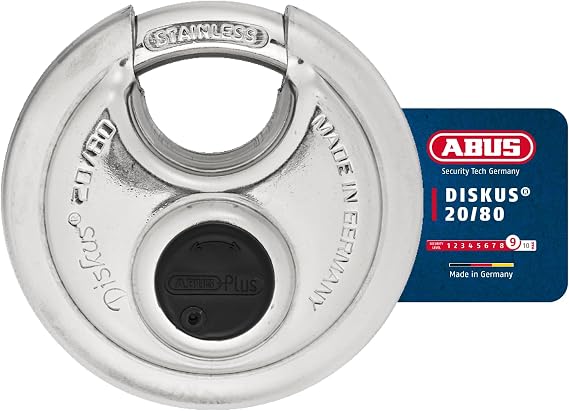ABUS Diskus Padlock 20/80 - Weatherproof for the Garden - with Discus Welding Technology for Best Break-Out Protection - ABUS Security Level 9 - Silver