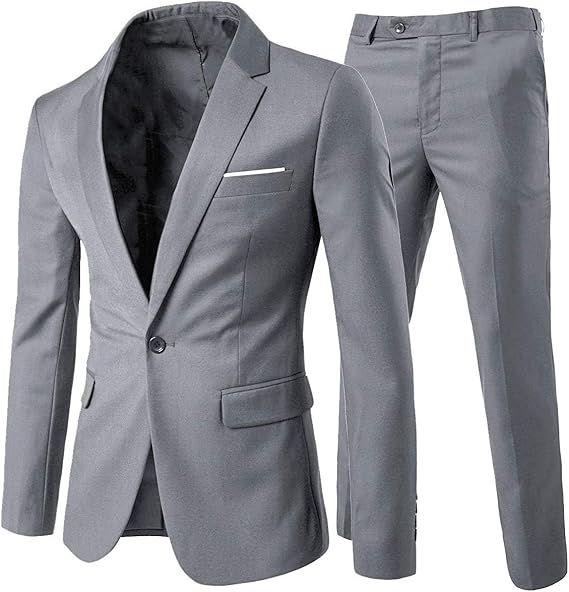 Cloudstyle Men's 2-Piece Suits Slim Fit 1 Button Dress Suit Set Business | Fine stitching comfort durability notch lapel design wedding office party prom events