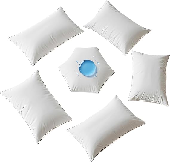 Waterproof Pillow Protectors Queen Size 20x28 Inches 6 Pack with Zipper Dust Proof Moisture Proof Sweat Proof Pillow Case Cover Protector Soft Cozy White