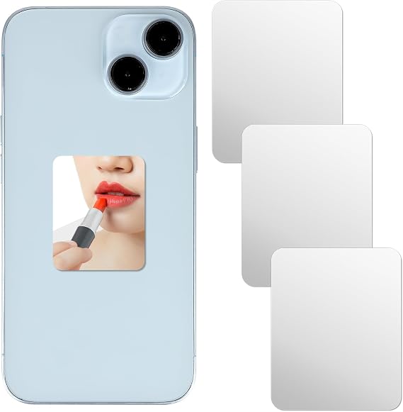 3 PCS Mirror Decal for Phone Mirror Stick on Phone Case Back Rectangle Mirrors Smartphone Charm Acrylic Make up Mirrors Stickers for Cellphone Case Back(Tear Off The Protective Film)