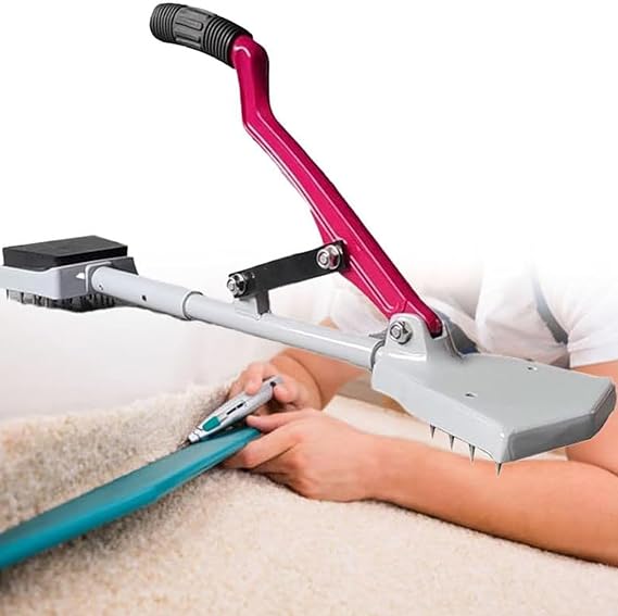 Carpet Stretcher Knee Kicker with Telescoping Handle and Padded Base, 20 Hardened Steel Needles, Carpet Stretcher Tool for Flooring, Upholstery, and More