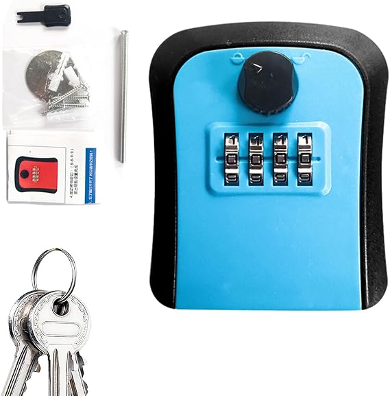 Wall Key Lock Box - Wall Mounted Key Safe Box With Secure Code Lock, Outdoor Lock Box For Storage | Weather-Resistant Lock Box For Home Keys, Rel estate, Rentals, Garage, Apartment A
