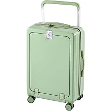 FREEFLY Hard Shell Suitcase Lightweight 4 Wheel Suitcase Carry on Luggage Cabin Suitcase with USB Charging Port and Folding Cup Holder,Green,26in
