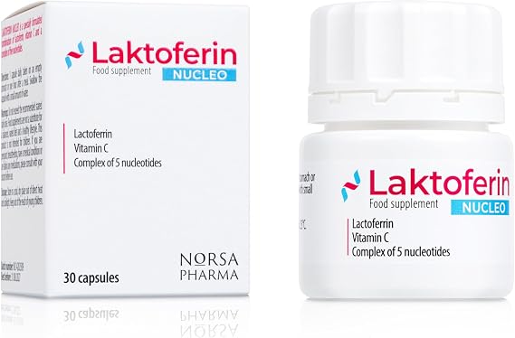 Laktoferin NUCLEO (30 Capsules) | Gluten Free Lactoferrin Supplements | Pure Lactoferrin with 5 Dietary Nucleotides & Buffered Vitamin C (Sodium Ascorbate) | Immune, Iron & Antioxidant Support