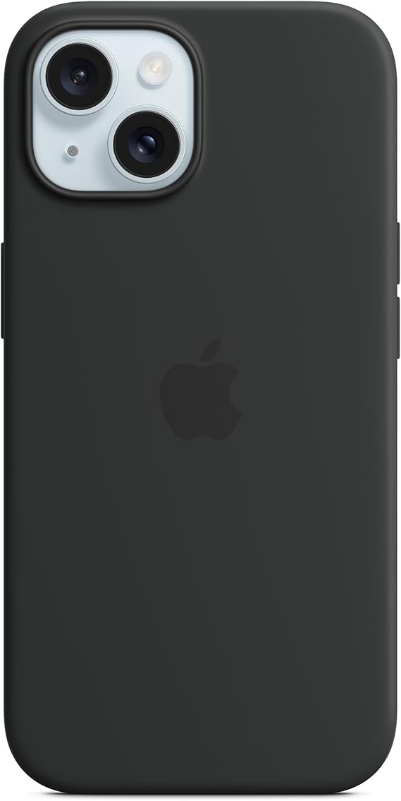 Apple iPhone 15 Silicone Case with MagSafe: Lightweight Phone Case, Wireless Charging Compatible, Smooth Matte Finish; Black
