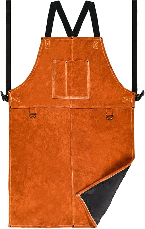 LeaSeek Leather Welding Apron, Heat & Flame-Resistant Heavy Duty for Men | 24"x36" cowhide leather apron, adjustable M-L, for welding, forging, blacksmithing, BBQ, grilling, workshop, woodworking