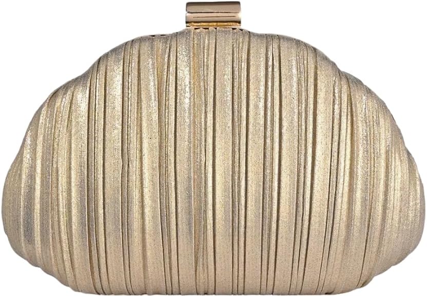 Women's Shell Shaped Clutch Purse With Chain Strap,Handbag Shoulder Bag Ruched Crossbody Bag Elegant Evening Handbag