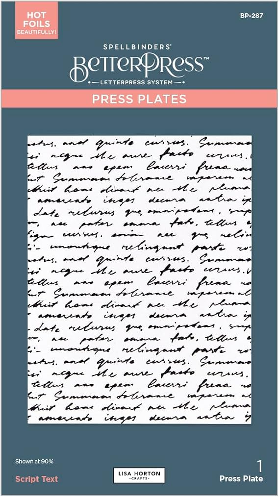 Spellbinders BP-287 Script Text BetterPress Plate from The Wildflowers Collection by Lisa Horton