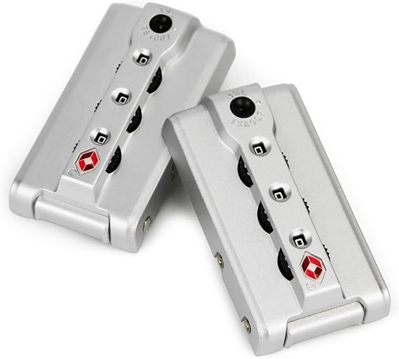 2 pcs Customs Locks for Luggage, TSA007 Authentication Security Locks Suitcase Replacement Password Locks for Travel 3 Digit Self-Setting Lock(Silver)