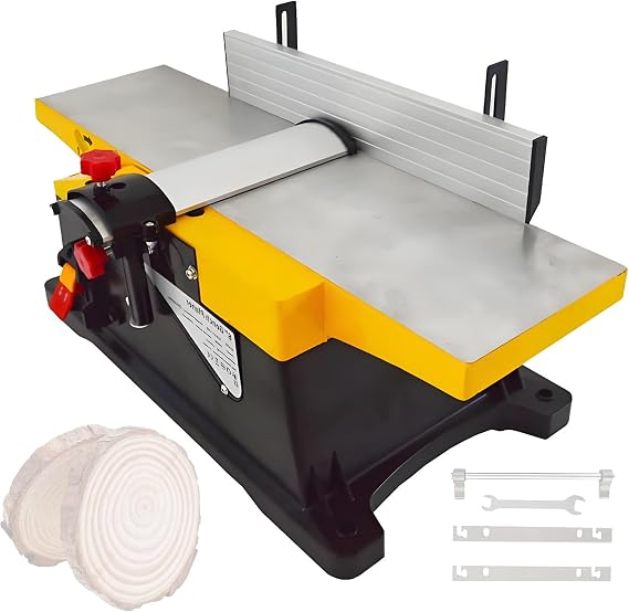 Benchtop Jointer Planer Thicknesser, Adjustable 0-3mm Cutting Depth, for DIY Art Woodworking