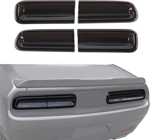 JeCar Smoked Tail Light Covers Rear Light Guards Exterior Accessories Compatible with Dodge Challenger 2015-2024