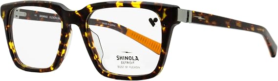 Shinola Flexon Rectangular Eyeglasses SH15000 242 Amber Tortoise 54mm