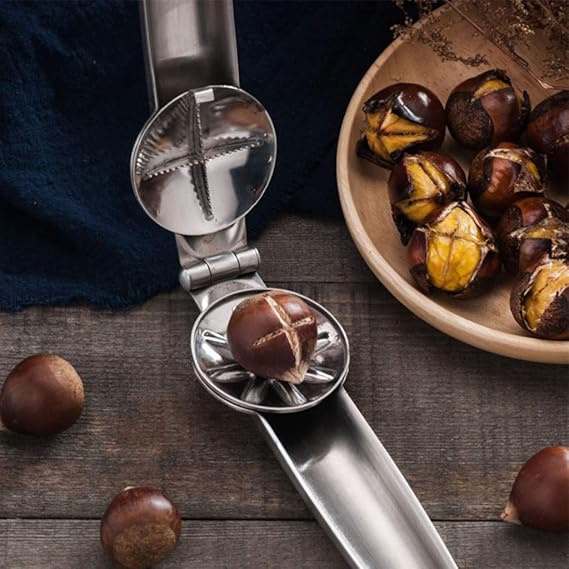 HYG Stainless Steel Nutcracker, 304 Chestnut Clip, Multifunction Nut Opener for Walnut, Pistachio, Macadamia, etc.