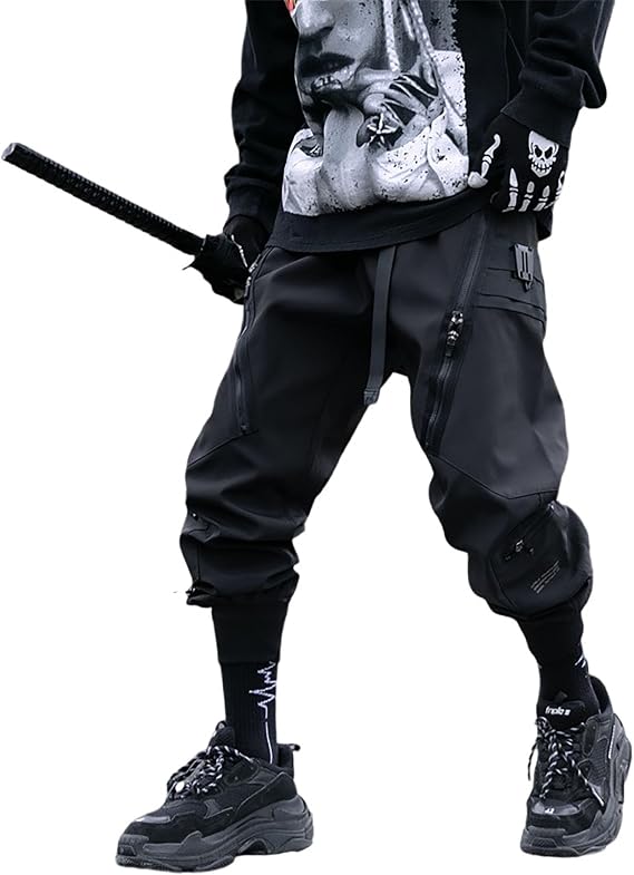 XYXIONGMAO Men's Functional Streetwear Pants Paratrooper Tactical Cargo Pants Dark Goth Pants Men Techwear Mens Harem Pants