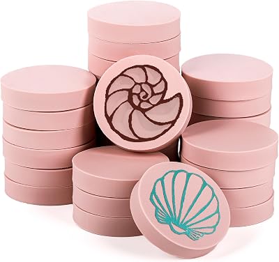 Tosnail 30 Pack 2 Round Rubber Stamp Carving Blocks, Soft Rubber for Craft Project, Great for Beginners and Professional - Pink
