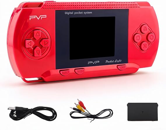 Red Handheld Game Console with 74 Built-in 8-Bit Games, 2.4" Color Screen, Portable Rechargeable Game Player for Kids & Adults
