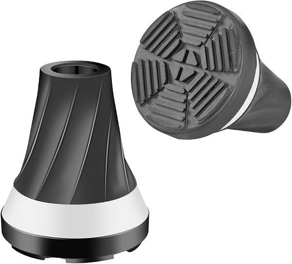 Cane Tips, 3/4 Inch All Terrain Tip for Cane & Crutch, Self Standing Cane Base for Most Walking Canes, Walking Sticks, Folding Canes, Non-Slip Replacement Cane Tip, Walking Cane Accessories