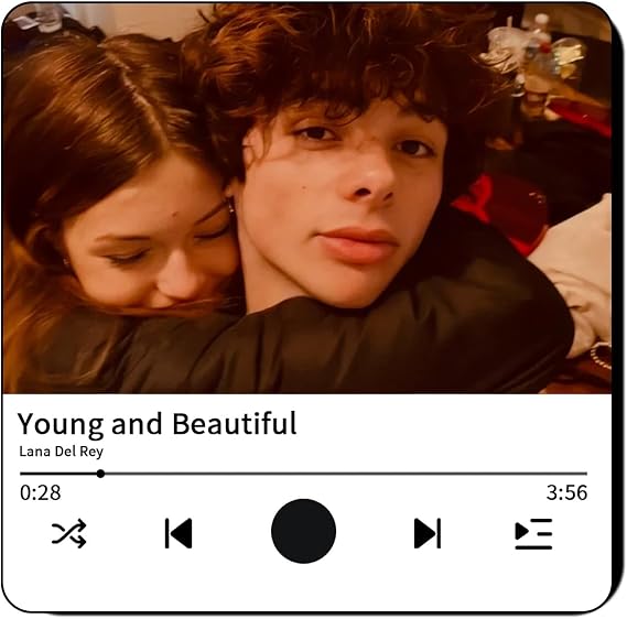 Custom Music Refrigerator Magnet with Built-in Player & Photo,Personalized Gift for Couples Music Lovers (B)