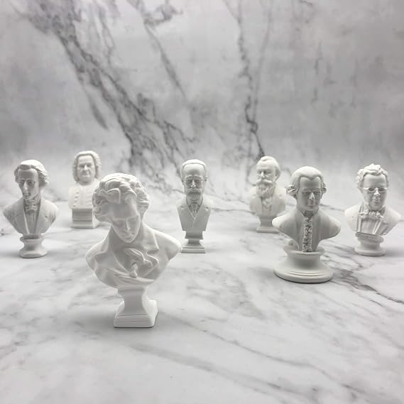 Classic Mini 2.7 Greek Bust,Home Decor Mini Resin Figure Sculpture Beethoven Bust,Music Composers Greek Statues Bust Statue Set Crafts Replica 7 Piece/Set (Musician)