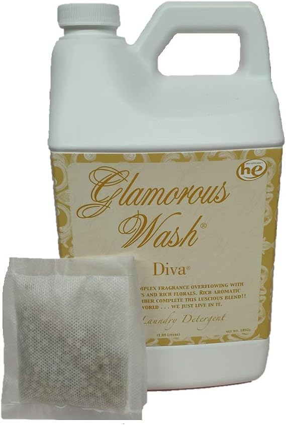 Tyler Candle Glamorous Wash Diva Half Gallon (64 OZ) Laundry Detergent/with Glamorous Sachet Single Pouch