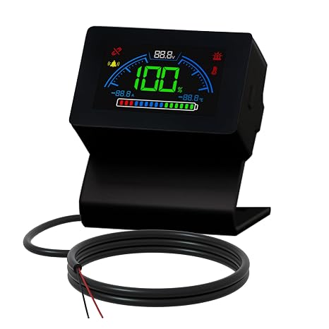 DC HOUSE Bluetooth Battery Capacity Monitor for 12V/24V/36V/48V Systems, DC 890V LCD Meter with Voltage, Temperature Sensor & Alarm (Use only DC HOUSE Bluetooth Battery)