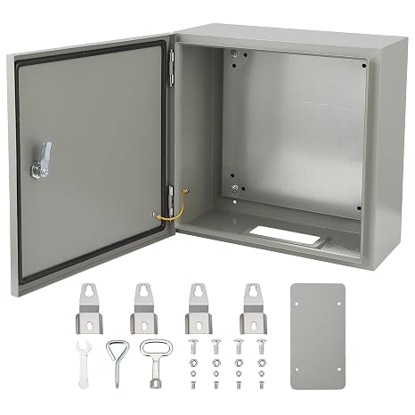 Steel Electrical Box, Outdoor Junction Box 16x16x8'', Electrical Enclosure Box IP66 Waterproof & Dustproof, Universal Electrical Box with Lock and Mounting Plate
