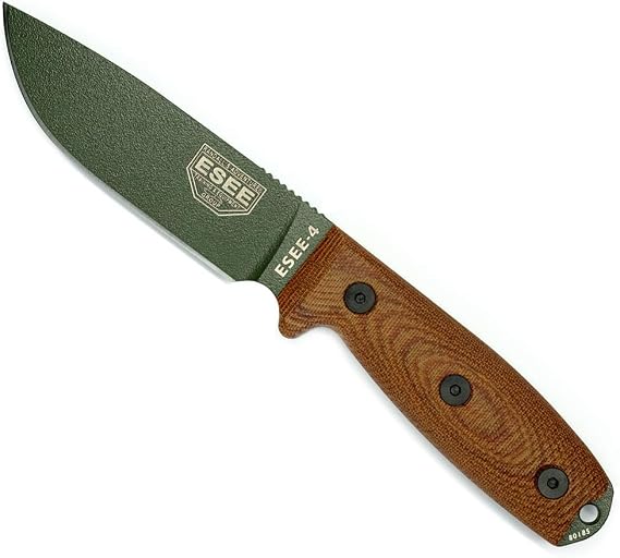 ESEE-4 1095 Carbon Steel, Black Sheath (OD Green Blade, Natural Canvas Micarta 3D Handle)