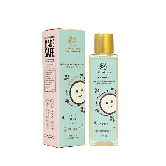 Little Rituals COCONUT BABY MASSAGE OIL Certified Organic, Wood Cold-Pressed for Skin and Hair with SWISS Plant Actives. Dermatologist Tested by Pediatrics, Mild & Gentle & Safe (100 ML)