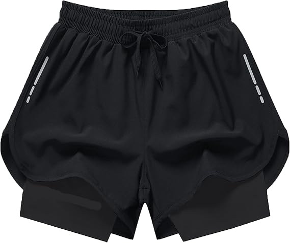 Legou Men's Sports Shorts Quick Drying Fake Two-Piece Sports Shorts