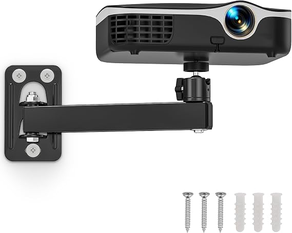 Projector Mount, Projector Wall Mount with 1/4-Inch Thread, Black