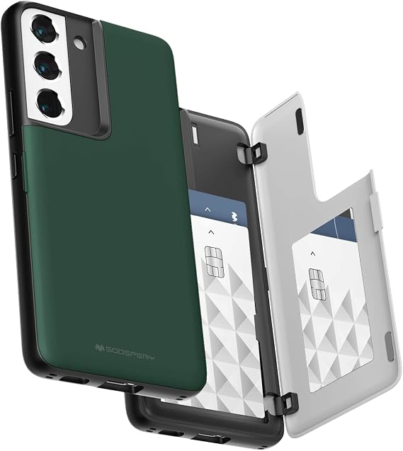 GOOSPERY for Samsung Galaxy S22 Wallet Case, [Card Holder] Magnetic Door Bumper with Auto Closing, Slim Dual Layer Protective Phone Cover - Green