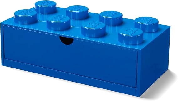 Room Copenhagen LEGO Desk Drawer Stackable Storage with 8 Knobs, In Blue