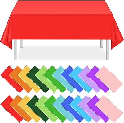 24 Pack Mix Color Plastic Tablecloth Disposable Plastic Rainbow Tablecloth Colorful Rectangle Table Covers for Rainbow Party Birthday Wedding Fiesta Home Party Decorations,12 Color, 54 x 108 Inch