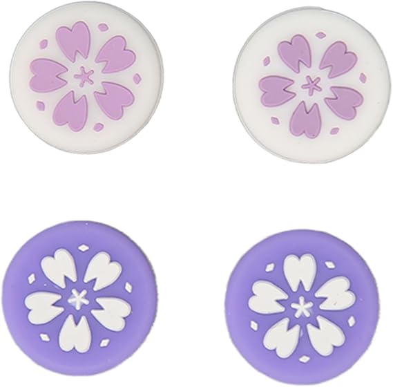 4PCS Cute Thumb Grip Caps for OLED,Lite Console, Joystick Cap Kawaii Soft Silicone Analog Stick Button Cover, for Controller (Purple)