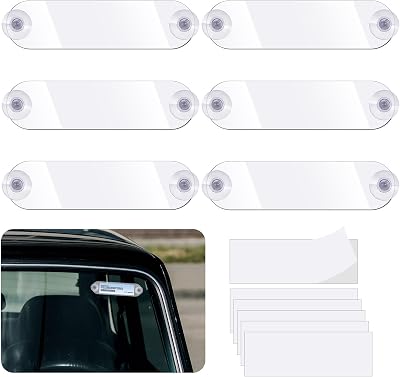 RattanView Ez Pass Holder Transponder Holder for Car Windshield Ez Pass Mounting Strips with Adhesive and Strong Suction Cups for Visor Accessories, Easy to Install and Remove6 Pcs